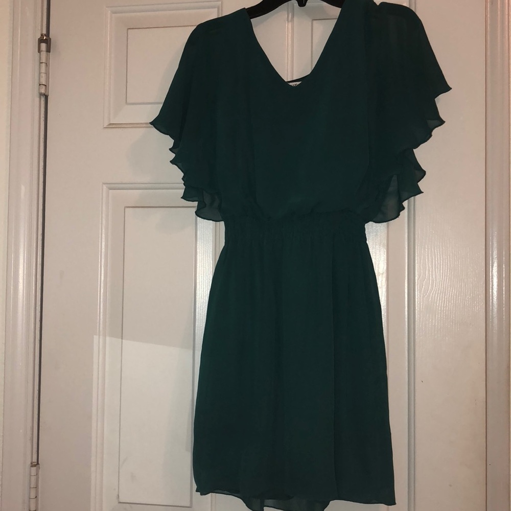 Teal mini flowy dress